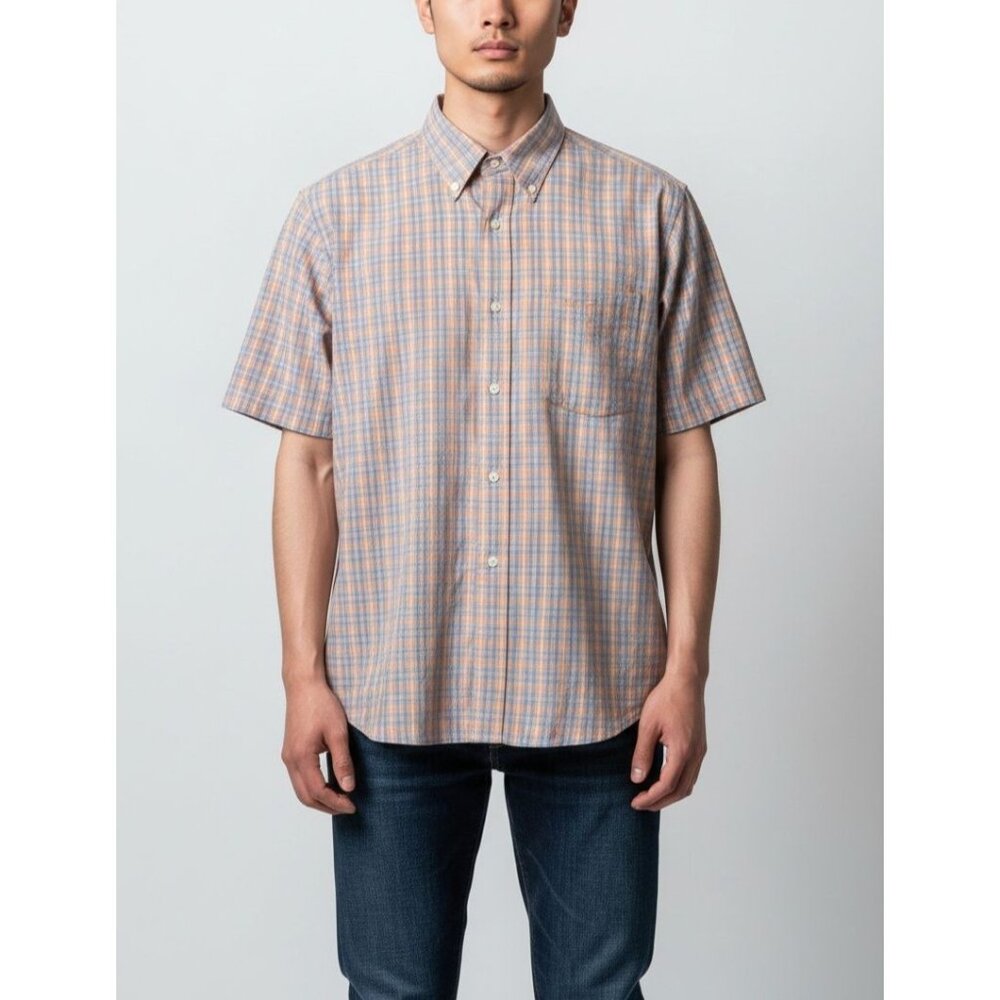 Eddie Bauer Mens Short Sleeve Button Down Plaid Shirt Casual Summer Wear